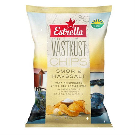 VÄSTKUSTCHIPS SMÖR OCH HALVSSALT 180 G