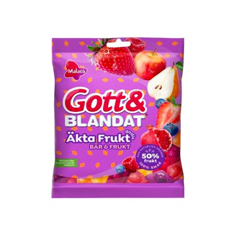 MALACO G & B ÄKTA FRUKT GODIS BÄR & FRUKT 100 G